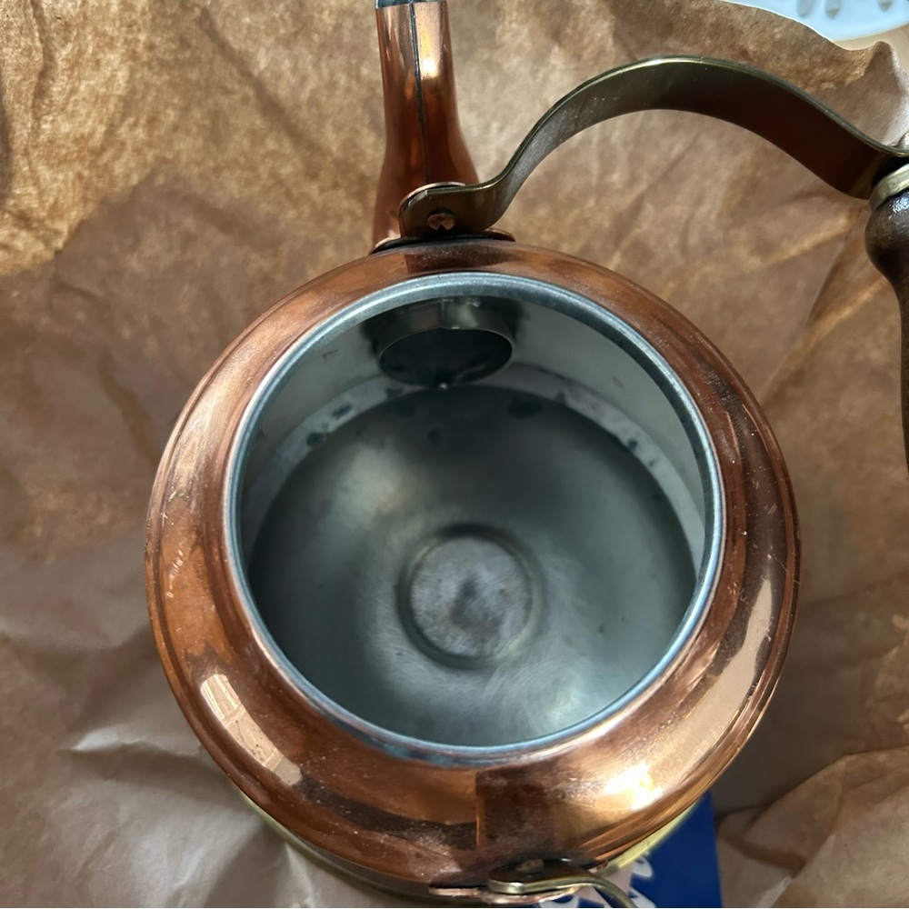 Vintage Marketworld 1980s Copper Tea Kettle with Wooden Handle Made in Portugal - Picture 12 of 14